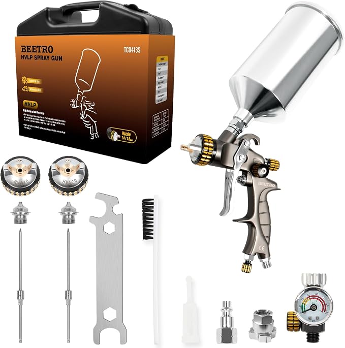 BEETRO HVLP Air Spray Gun with Storage Box, 1000ml Capacity 14.3CFM 29-32psi - Image 9