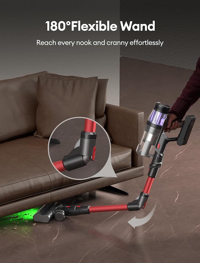 Ultenic Cordless Vacuum Cleaner, 550W/50Kpa, 60Mins Runtime, 180°Bendable Wand - Image 4