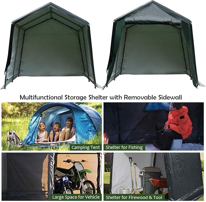 ERGOMASTER 8 Ft x 14 Ft Outdoor Carport Patio Storage Shelter Metal Frame and - Image 9