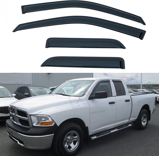 Set of 4 Front+Rear Smoke Sun/Rain Guard Outside Mount Tape-On Acrylic Window by LQQDP