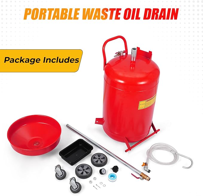 20 Gallon Waste Oil Drain Tank Portable Air Operated Oil Drainer - Image 7