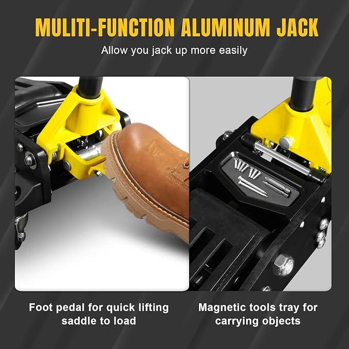 YELLOW JACKET Floor Jack 3 Ton Full Aluminum Ultra Lightweight Low Profile - Image 2