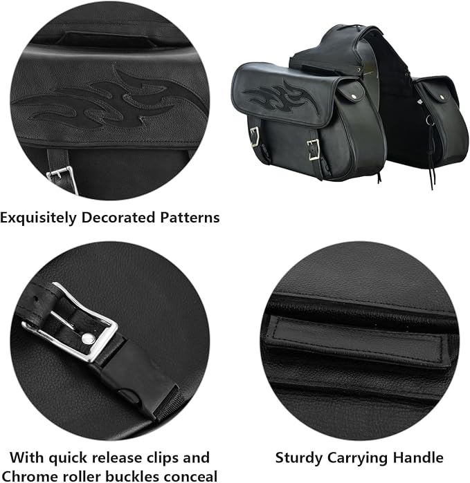 GARGOYLE BELLS Motorcycle Saddle Bags Leather Motorcycle Luggage Bag - Image 3