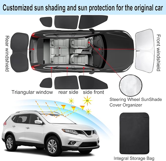 TINGLU Window Shades for Nissan Rogue 2014-2020 Accessories Full Windows Rear - Image 3