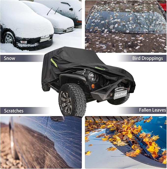 Waterproof Cover for Jeep Wrangler JK JL CJ YJ TJ 4 Door 1987-2023 Outdoor Sun - Image 3
