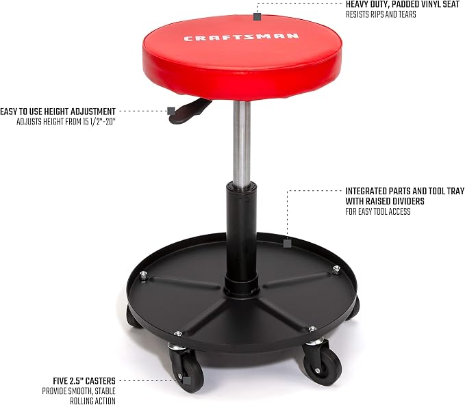 Craftsman CMXZSAJ93382 Adjustable Height Rolling Creeper Stool - Image 2