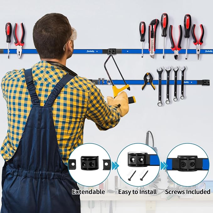 6 Pieces 24" Magnetic Tool Holder Strip, Metal Tool Organizer Rack - Image 3