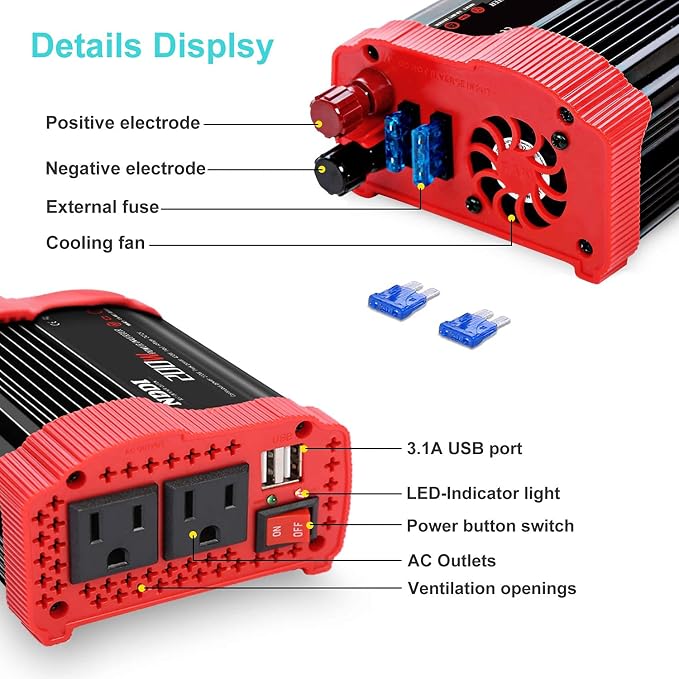 200W Car Power Inverter 12V DC to 110V AC Converter - Image 7