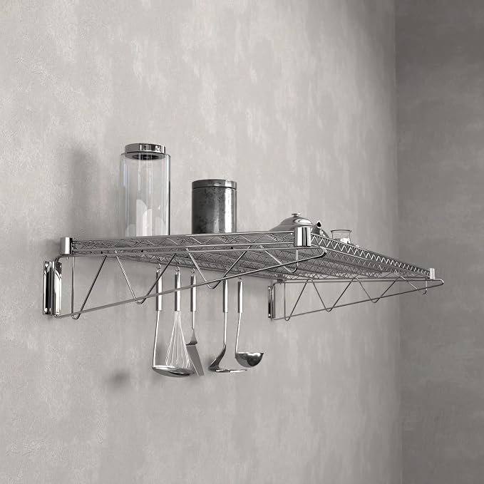 24" x 60" Chrome Wire Wall Mount Shelf - Image 2