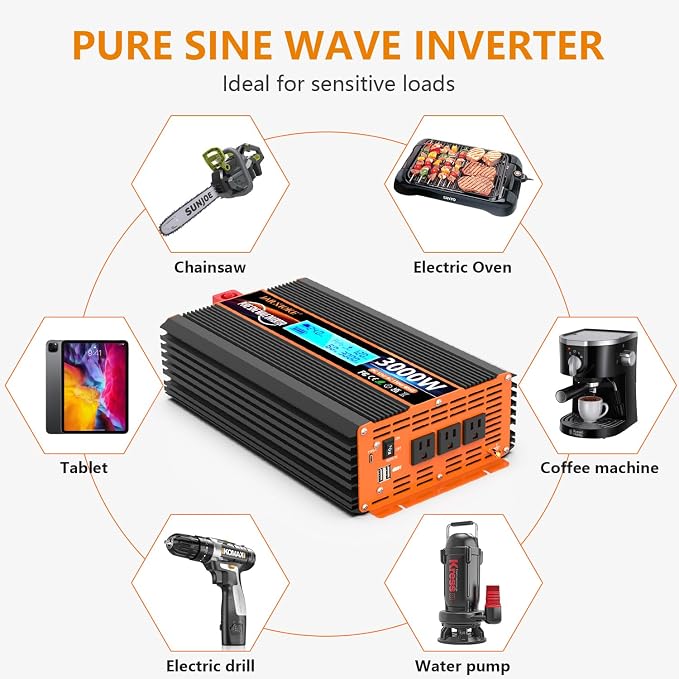 3000 Watt Pure Sine Wave Power Inverter 24V DC to 110V 120V Converter - Image 4