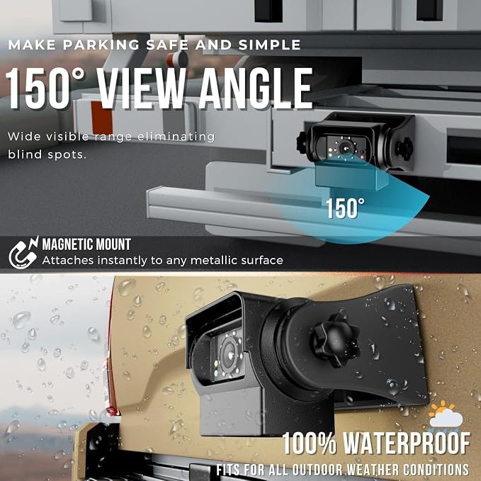 EWAY WiFi Magnetic Hitch Wireless Backup Rear/Front View Camera Rechargeable - Image 7