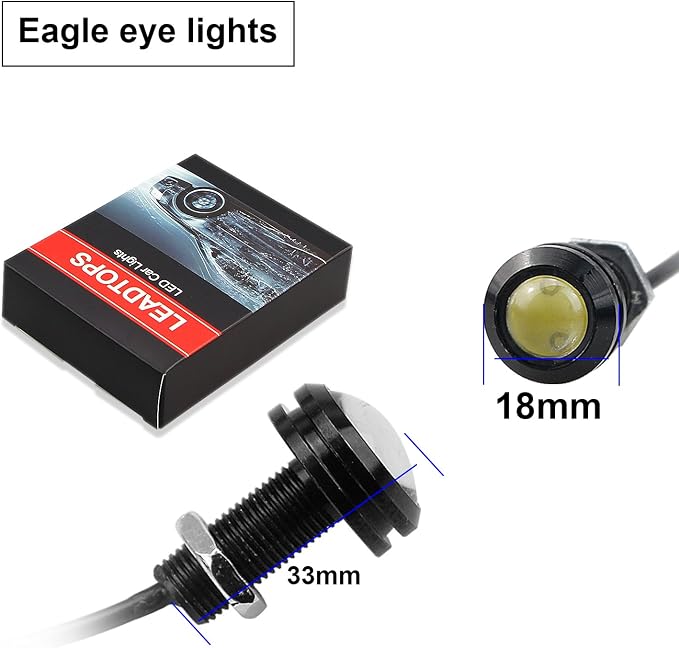 LEADTOPS 10Pcs 18mm 12V Eagle Eye LED Car Fog DRL Daytime Running Light Backup - Image 3