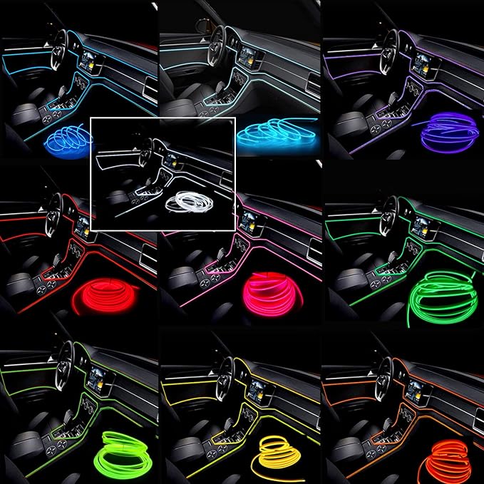 El Wire Mutilcolor Interior Car LED Strip Lights, 3M Neon Wire USB 5V - Image 2
