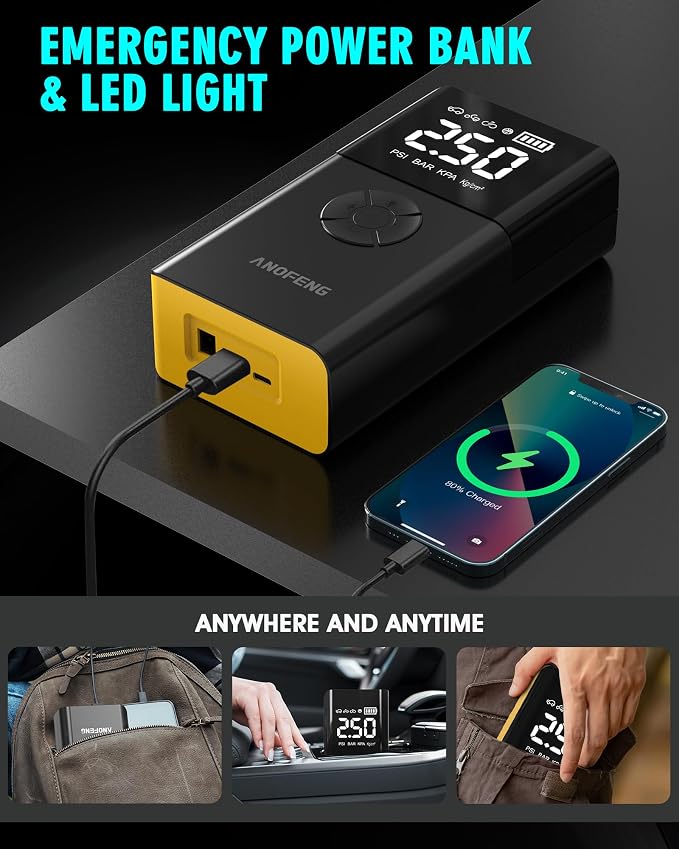 Portable Car Jump Starter with Air Compressor, 4000A 150PSI 12V Car Battery - Image 2