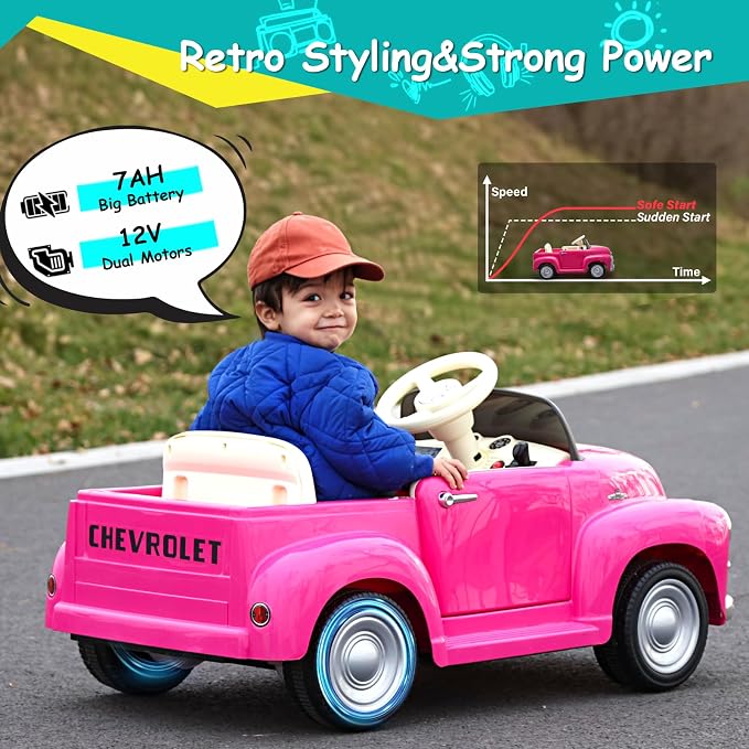 Joywhale 12V Kids Ride on Car Licensed Chevrolet 3100 Pickup Battery Powered - Image 2