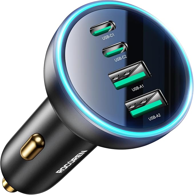 70W USB C Car Charger, Rocoren 4-Port PD Super Fast Charging Type C Car Charger by Rocoren