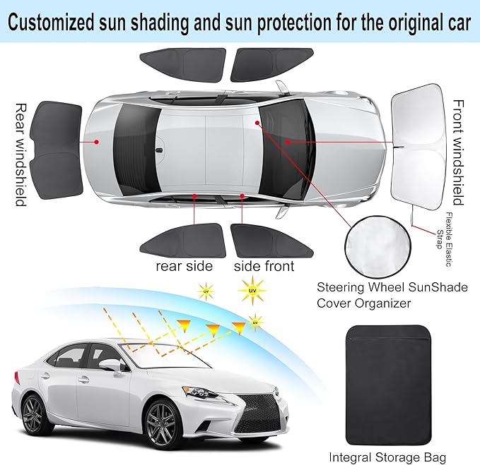 TINGLU Window Shades for Lexus is Sedan 2014-2020 Accessories Car Side Full - Image 3