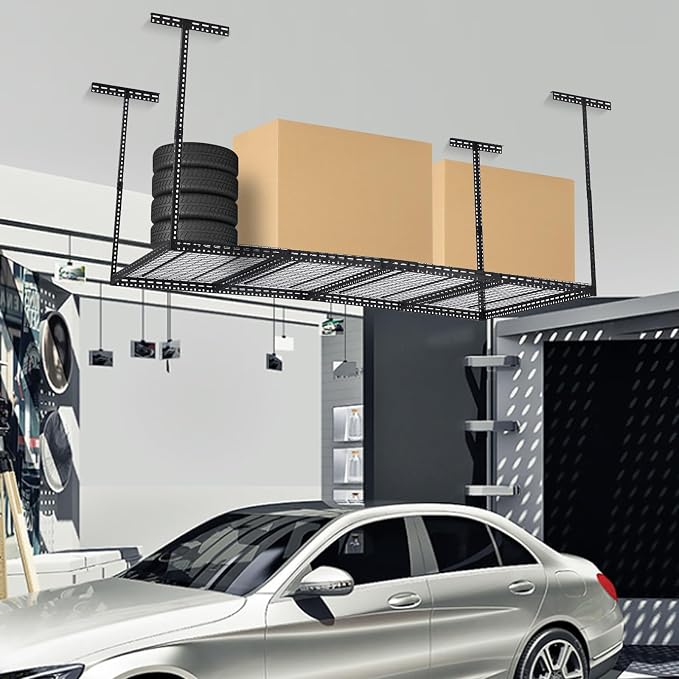 4x8 FT Overhead Garage Storage Rack, Steel Ceiling Storage Rack - Image 2
