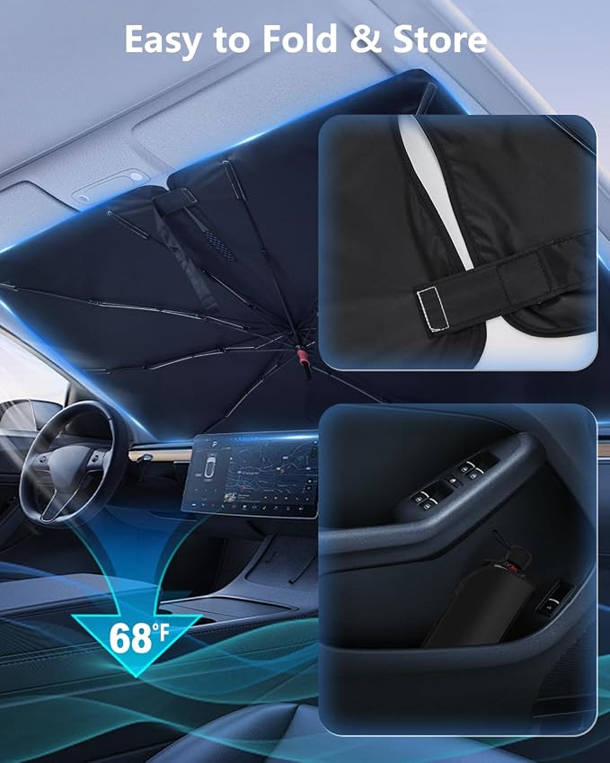 Car Windshield Sun Shade-Sun Ray Reflective Front Window Cover, Foldable Car - Image 8