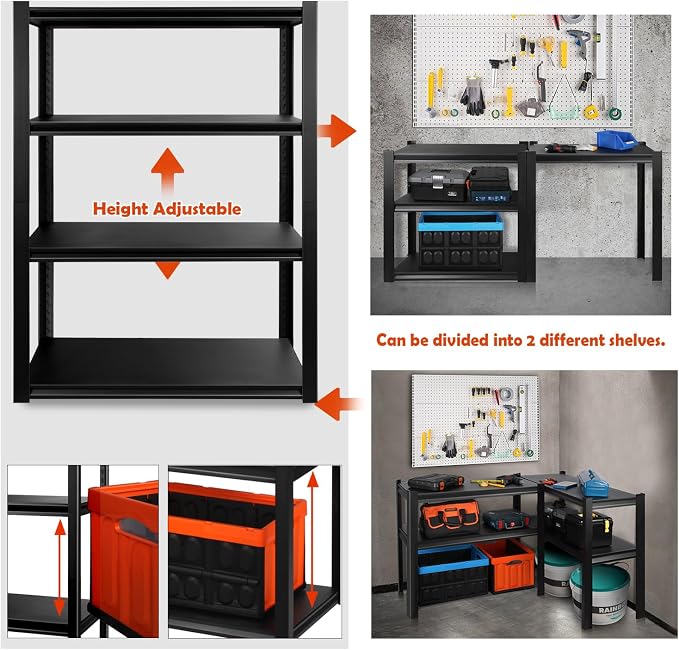 PACHIRA E-Commerce 39.4" W Garage Shelving Unit Heavy Duty, 4 Tier Adjustable - Image 6