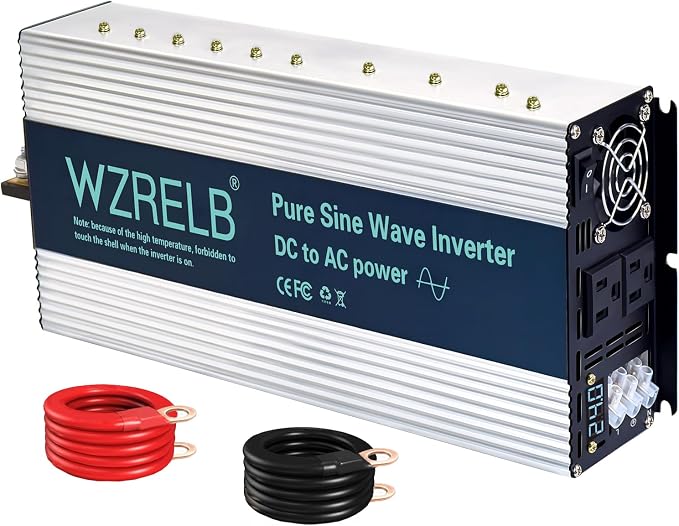 WZRELB 4000W Pure Sine Wave Inverter, Car Power Inverter 24V DC to 110V 120V AC by WZRELB