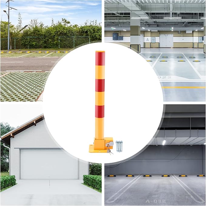 Parking Post and Base With Lock, Parking Barrier Post Parking Blocker Driveway - Image 4