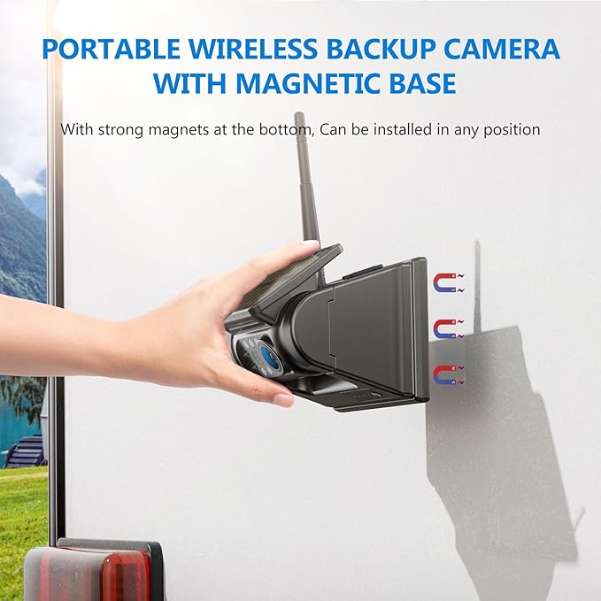 2 Magnetic Solar Wireless Backup Camera HD1080P 3 Mins DIY Installation DVR 7" - Image 2