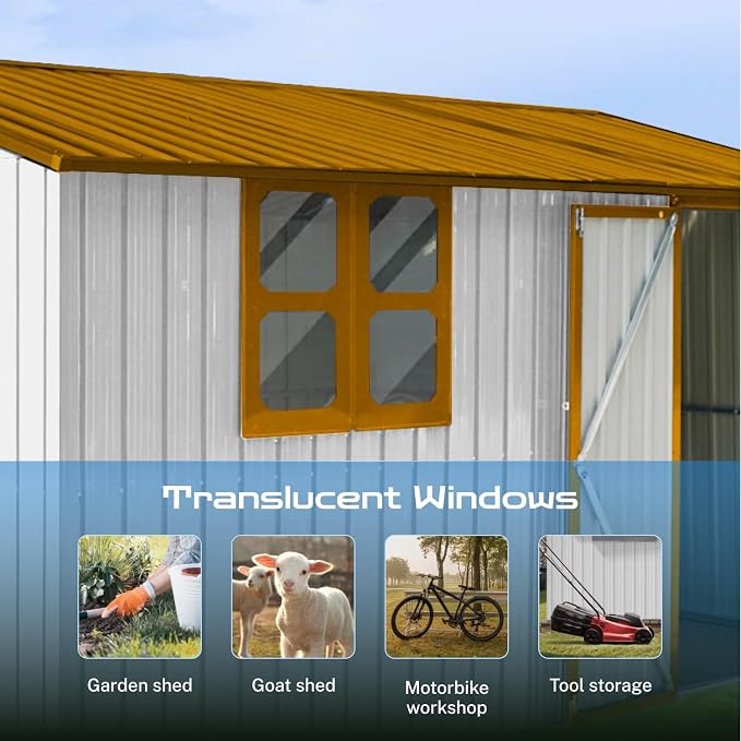 12 x 10 FT Outdoor Storage Shed, Metal Garden Tool Shed - Image 3