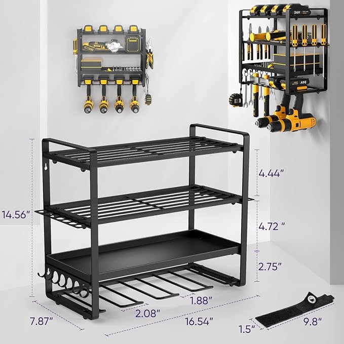 Power Tool Organizer Wall Mount, Heavy Duty Drill Holder, Garage Tool Organizer - Image 6