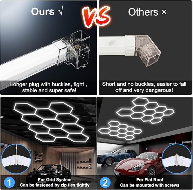 MODERN 11 Hexagon LED Garage Light, Ultra-Bright 6500K Natural White, 11 Grids - Image 7