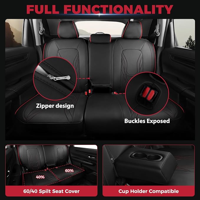 FREESOO Seat Covers for Honda CRV, Custom Fit Seat Covers Full Set, CRV LX EX - Image 5