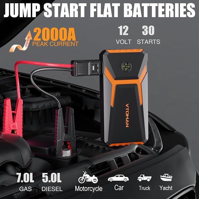 VTOMAN V6 Pro Jump Starter, 2000A Car Battery Jumper Starter Portable - Image 2