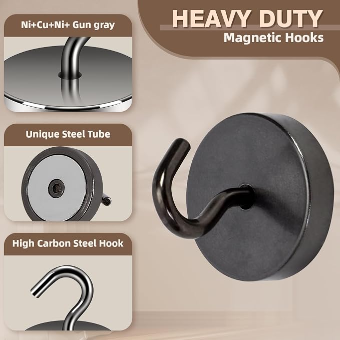 Neosmuk Magnetic Hooks, Cruise Ship Essentials, 100lb+ Heavy Duty Magnetic Hooks - Image 4