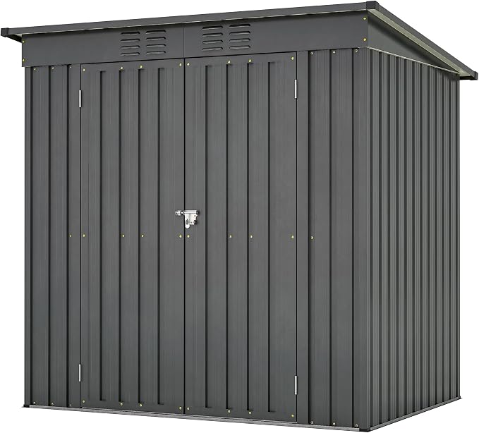 4x6 ft Metal Shed Outdoor Storage Shed, Metal Steel Utility Tool Shed Storage by Jaxilyn
