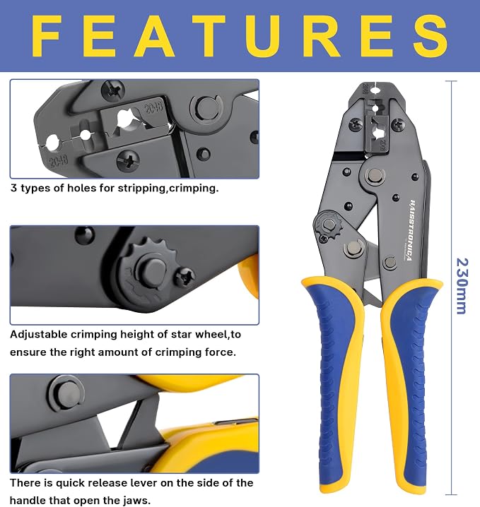 Haisstronica Crimping Tool for Spark Plug Ignition Wire, 8.5mm Ratchet Wire - Image 4