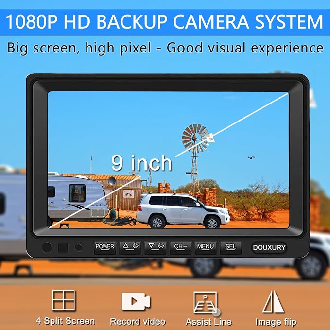 Backup Camera System with 9'' Quad Split 1080P Monitor - Image 3