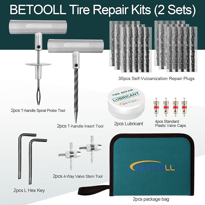 Tire Repair Kit, Sets of 2-24pcs Professional Heavy Duty Universal Emergency - Image 2