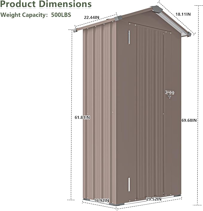 Outdoor Metal Storage Shed, Waterproof Garden Tool Shed - Image 6