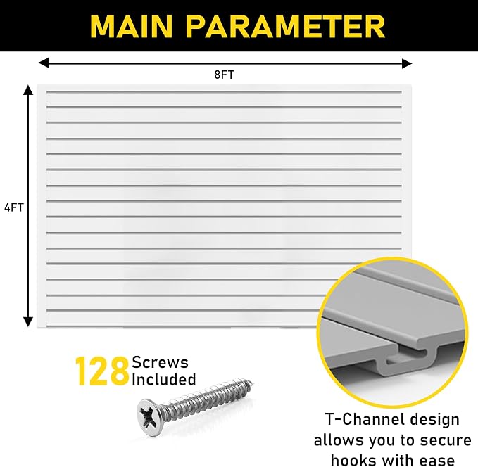 4'H x 8'W Slatwall Panel Garage Wall Organizer: Heavy Duty Wall Mounted PVC - Image 7