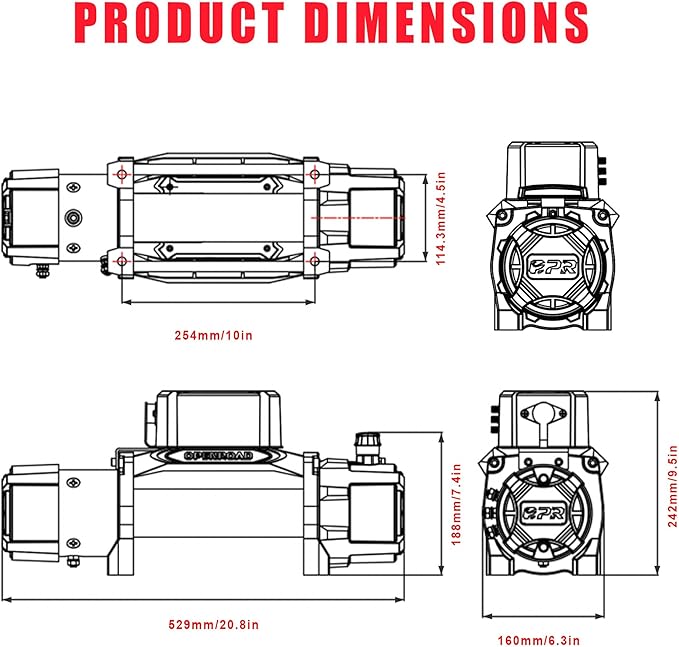 OPENROAD 12000 lb Recovery Winch - Image 7