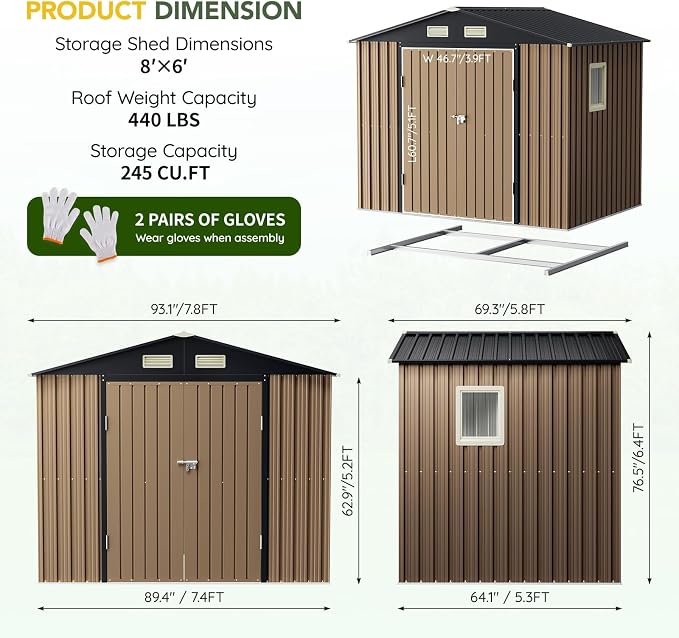 Breezz 8X6FT Outdoor Steel Storage Shed - Image 2