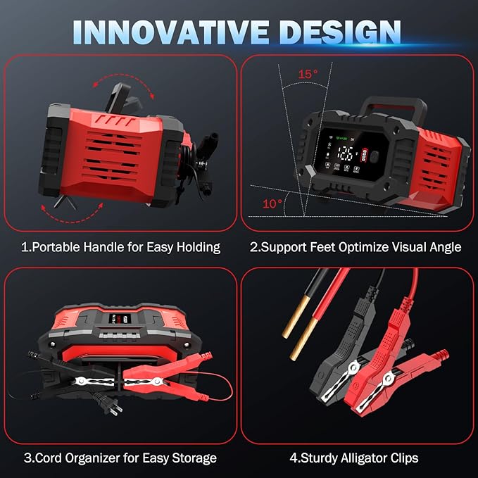 20-Amp Car Battery Charger, 12V/20A and 24V/10A LiFePO4, Lead-Acid Automatic - Image 7
