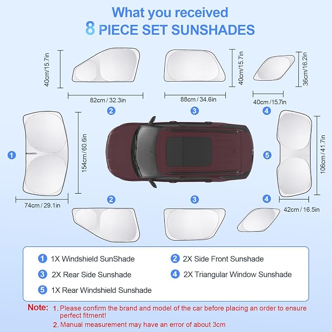 8pcs Car Window Shades for Ford Explorer SUV 2011-2019 Accessories, Windshield - Image 7