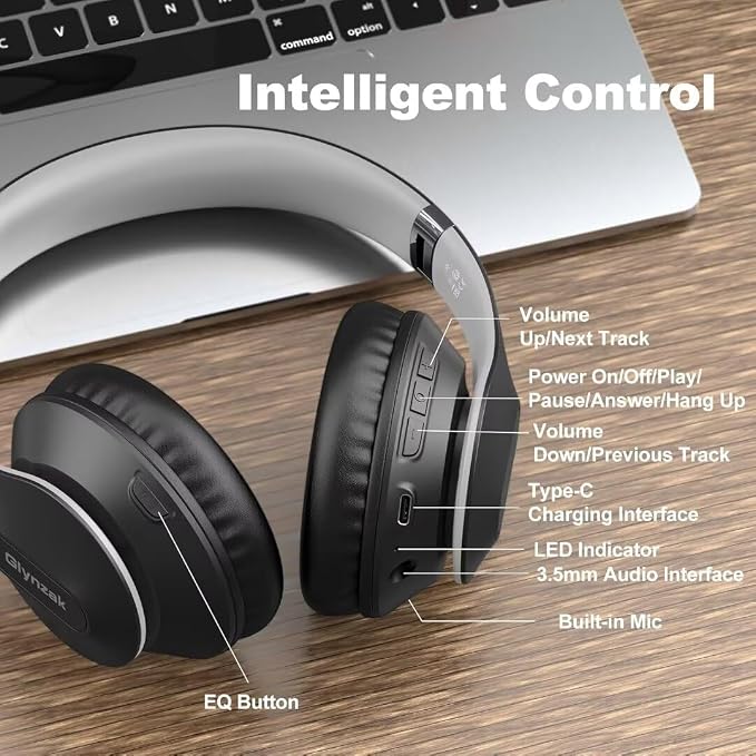 Wireless Bluetooth Headphones Over Ear, 65H Playtime HiFi Stereo Headset - Image 5