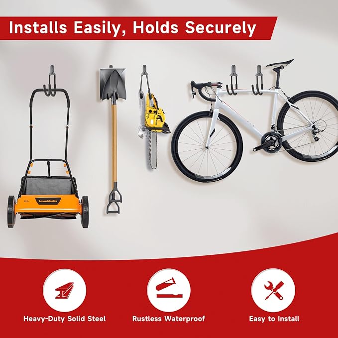 12 Pack Garage Hooks, Detachable Garage Storage Hooks Steel Heavy Duty Utility - Image 5