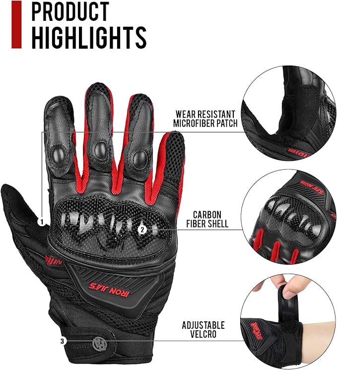 Motorcycle Gloves Touch Screen for Men Women Padding Hard Knuckle Cycling - Image 5