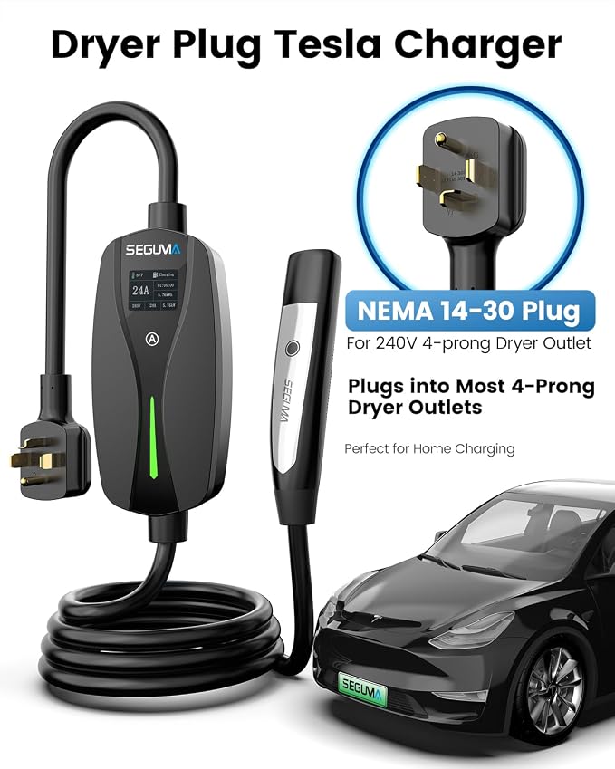 Level 2 Tesla Charger-24Amp 240V, NEMA 14-30 Plug, 25FT Extension Cable - Image 2