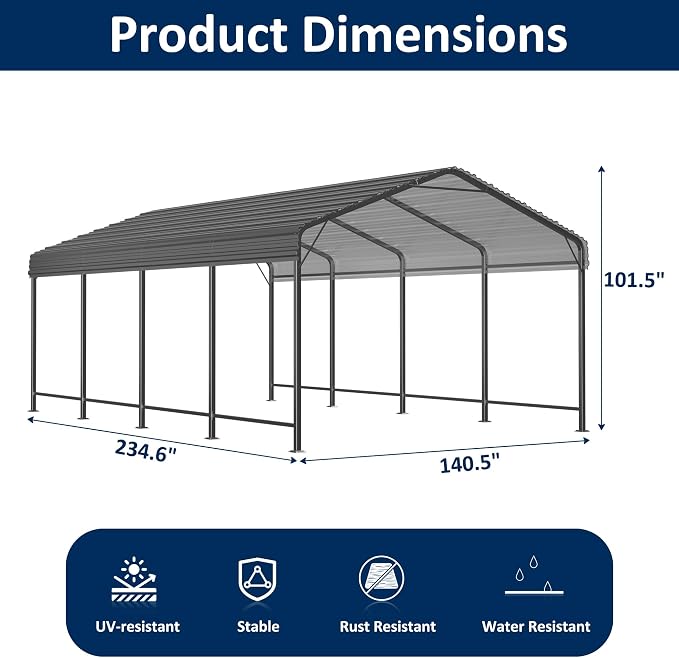12x20 Metal Carport Carports - Image 4