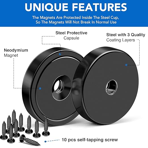 MIKEDE 10 Pack Strong Magnets Heavy Duty, 150LB Neodymium Cup Magnets - Image 4