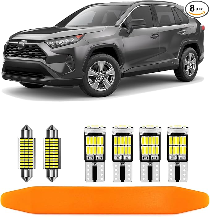 8 Piece CooL White LED Interior Lights Kit by AUTOGOOD